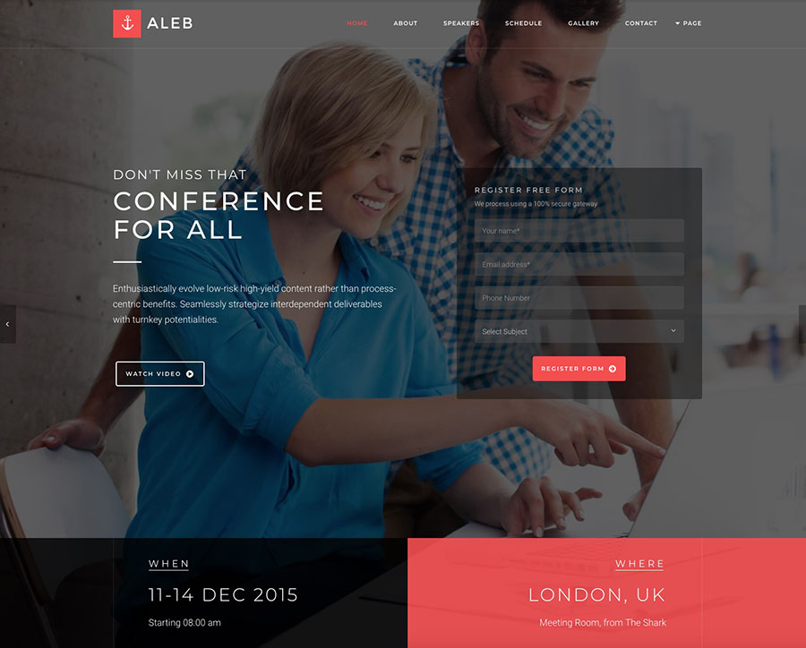 Aleb Event Conference Onepage WordPress Theme