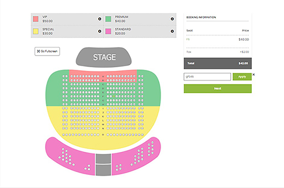 the booking form sample with seats of Meup event wordpress theme