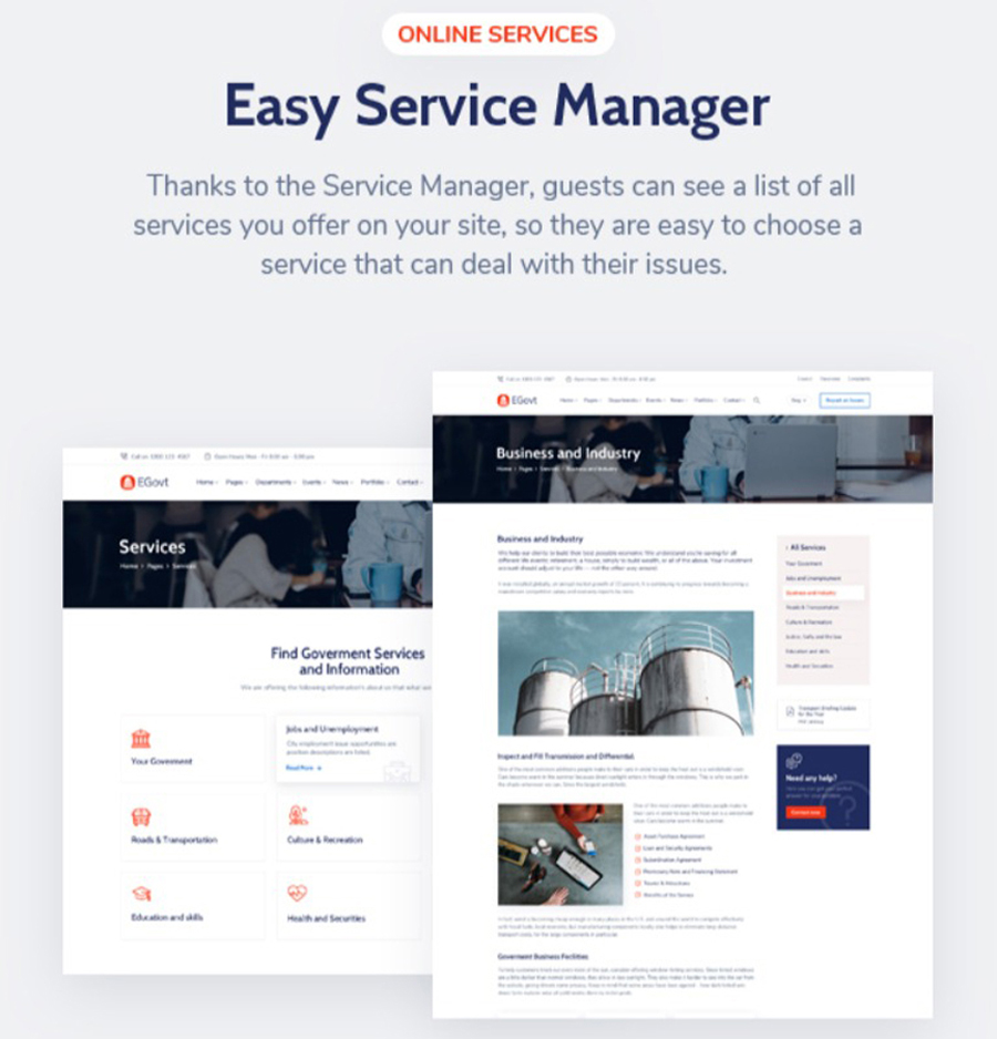 Service Manager of Egovt Poitical WordPress Theme