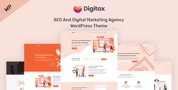 Digitax - digital marketing WordPress theme, with sleek and trendy design, multiple homepage layouts, 30+ inner pages