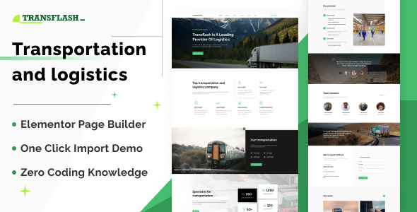 Transflash transportation logistics WordPress theme for your site, sleek design, rich in features, compatible with many plugins