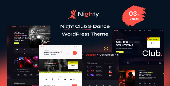 Nighty Night Club WordPress Theme includes standout features: 3 stylish homepage demos, event management, team management