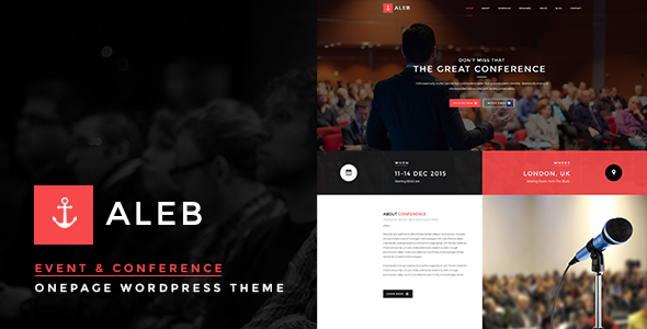 Our perfect Alab Event Landing Page WordPress Theme allows to highlight the key elements of event, the schedule, speakers, and event details