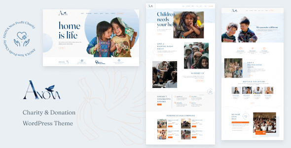 Anova Charity WordPress Theme come with 3 homepage demos, 5 donation listing pages, event management systems and more