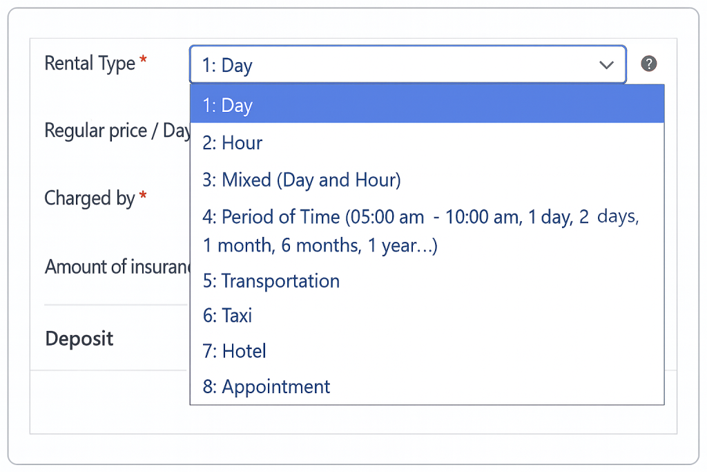 hourly rental or daily rental