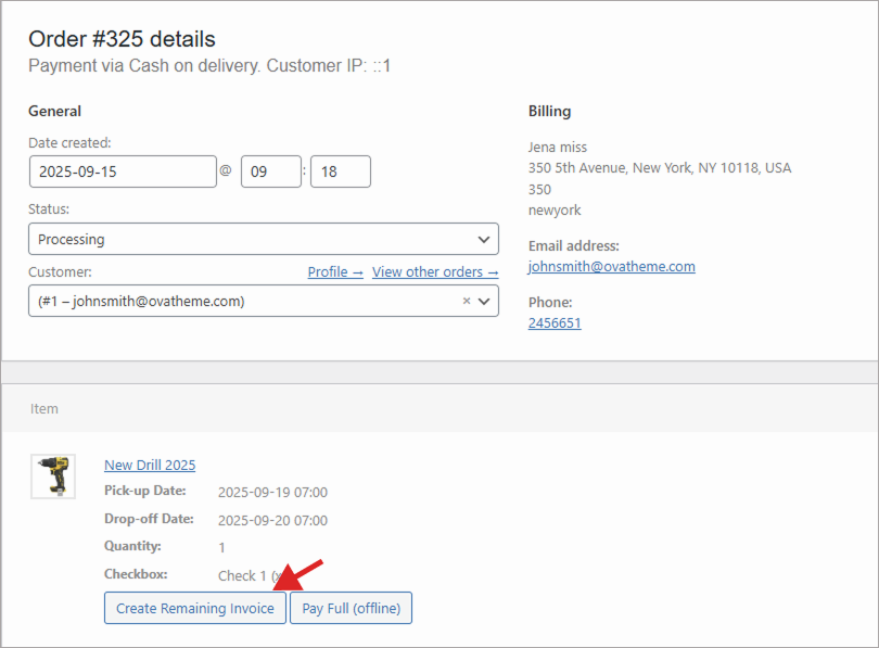 rental plugin deposit payment