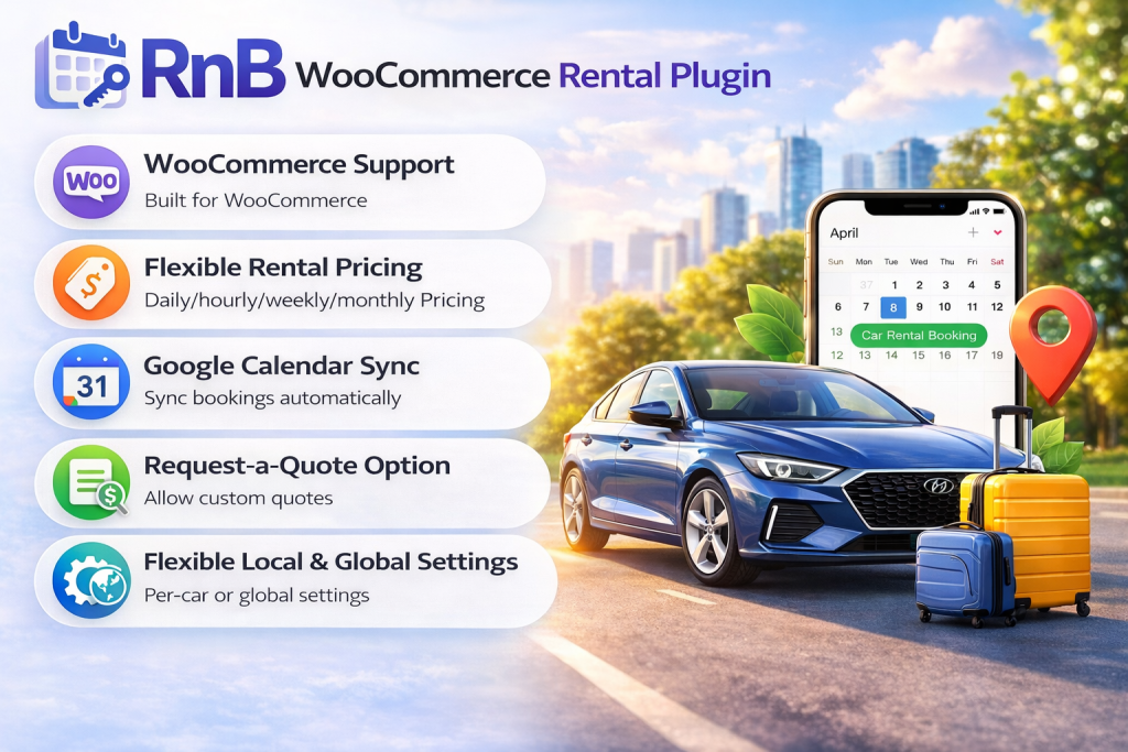RnB WooCommerce rental plugin booking form and pricing options