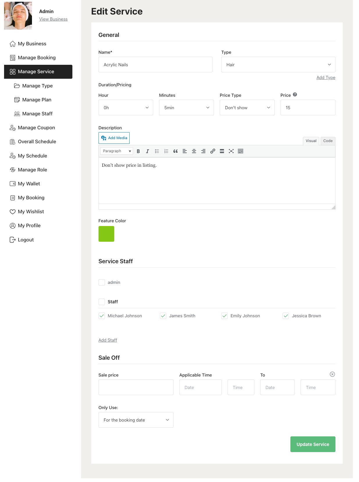 add new service - bookpro plugin
