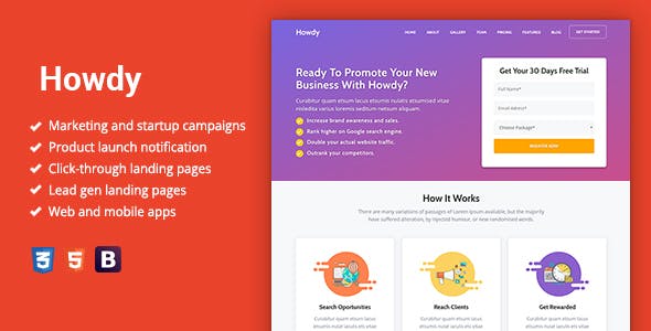 App Landing Page WordPress Theme - Howdy