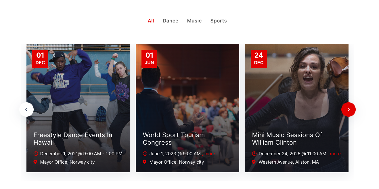 Filter Ajax Events template 2