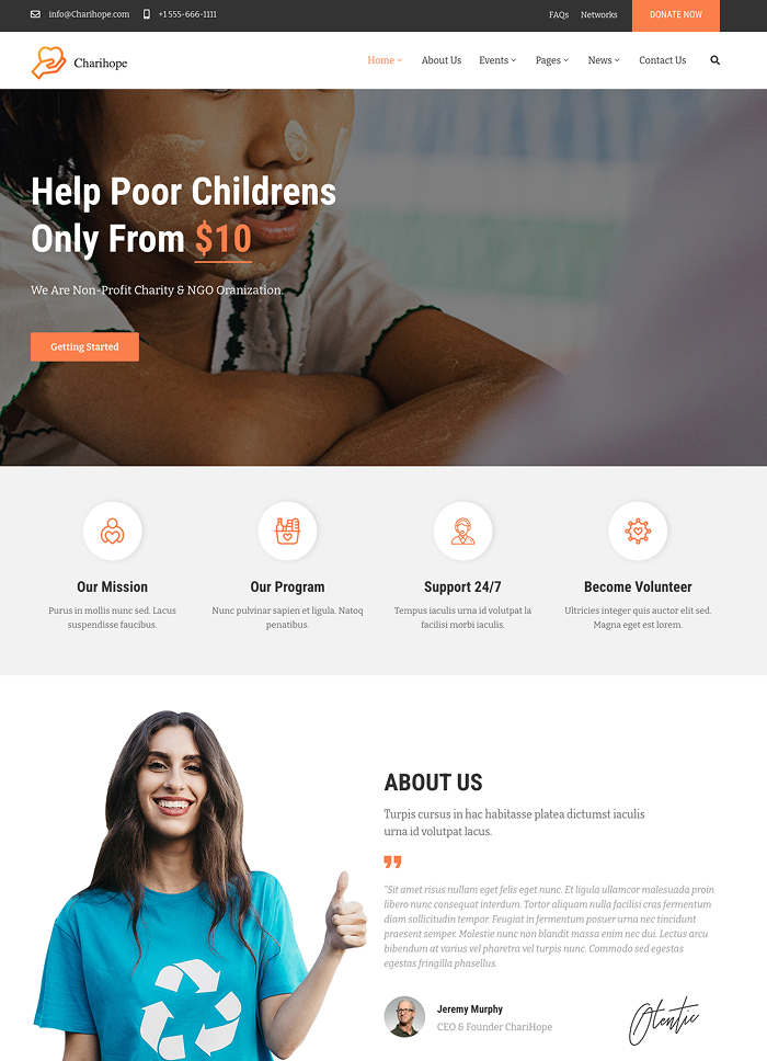 Charity WordPress Theme - Charihope