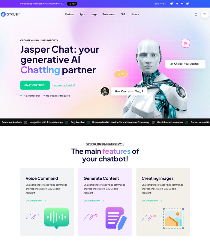 AI WordPress Theme for Agency, Crypto & NFT - Cryptlight