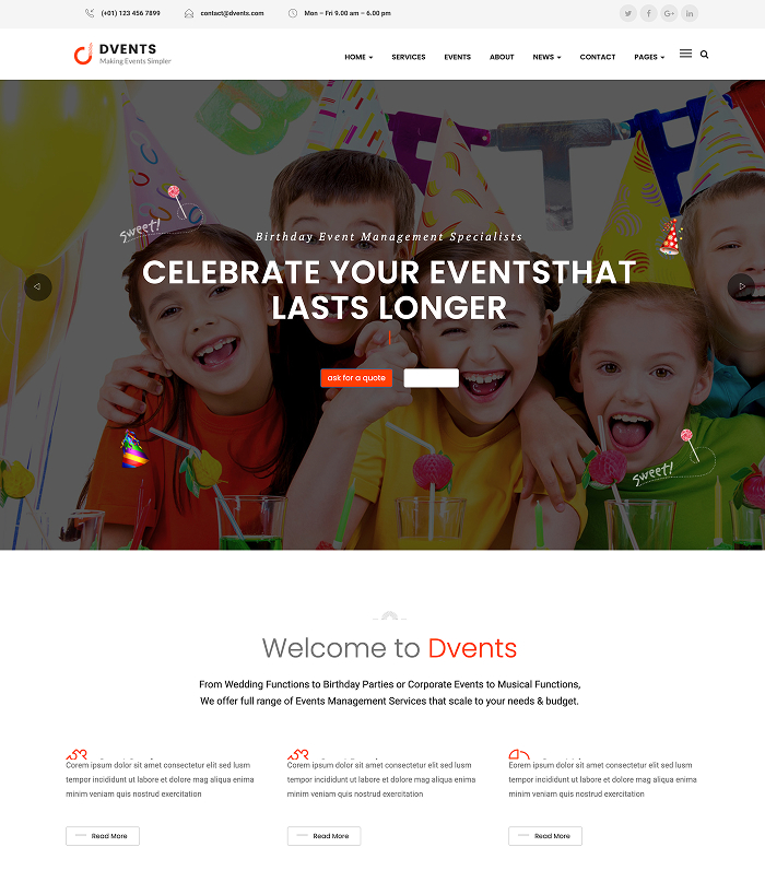 Event Planner WordPress Theme - Dvents