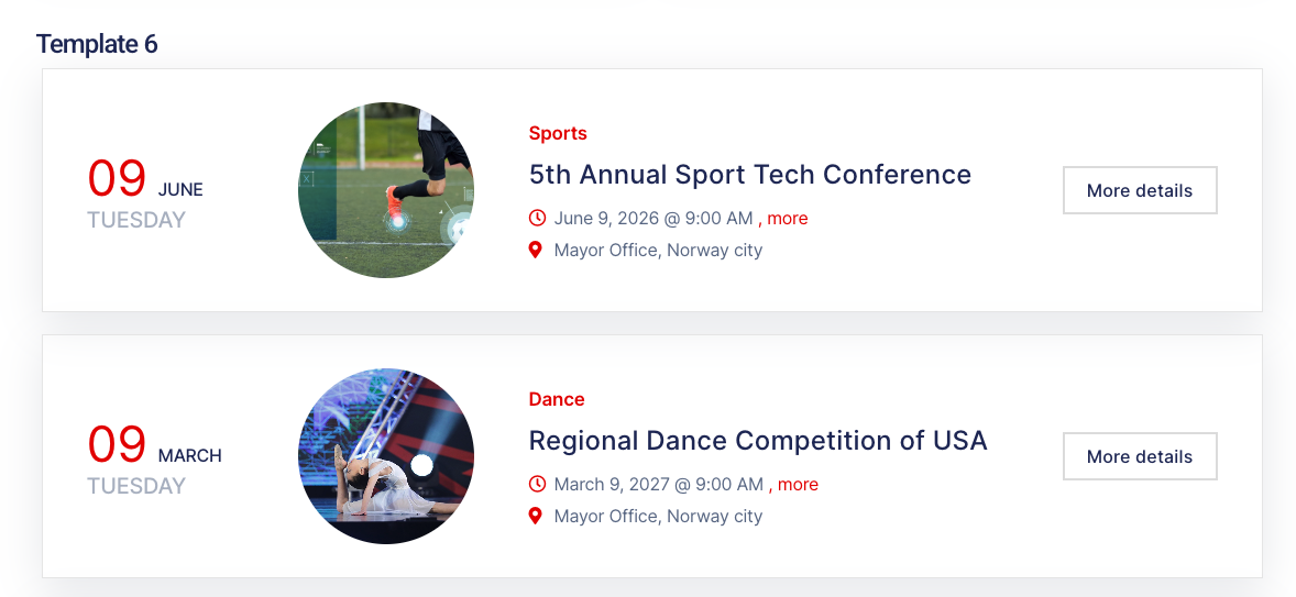 events - template 6