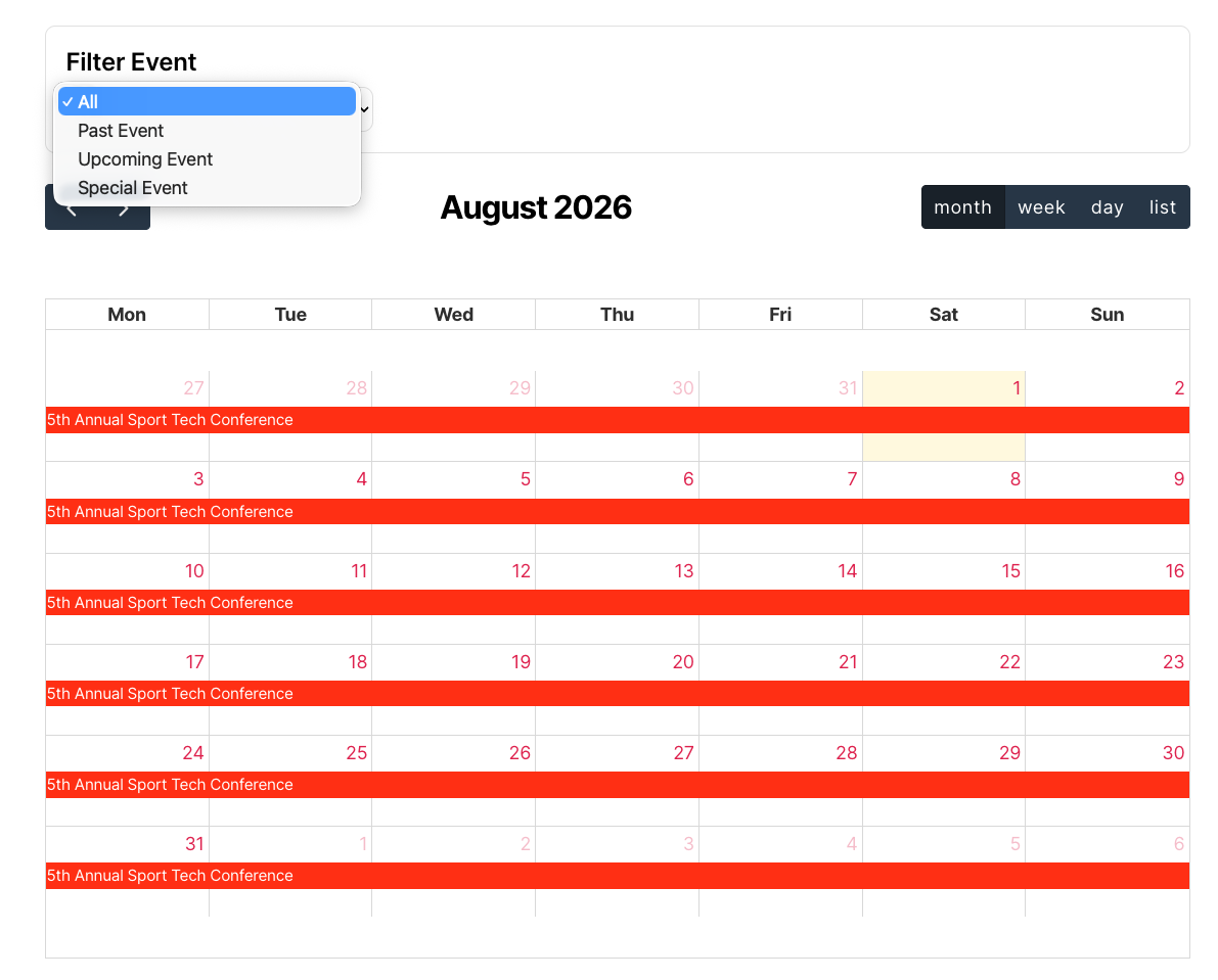 full calendar event