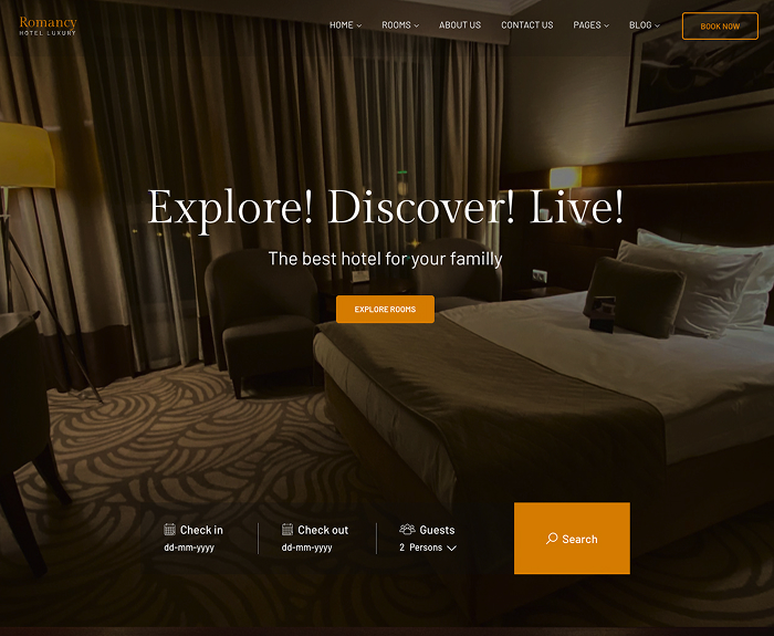 Hotel Booking WordPress Theme - Romancy