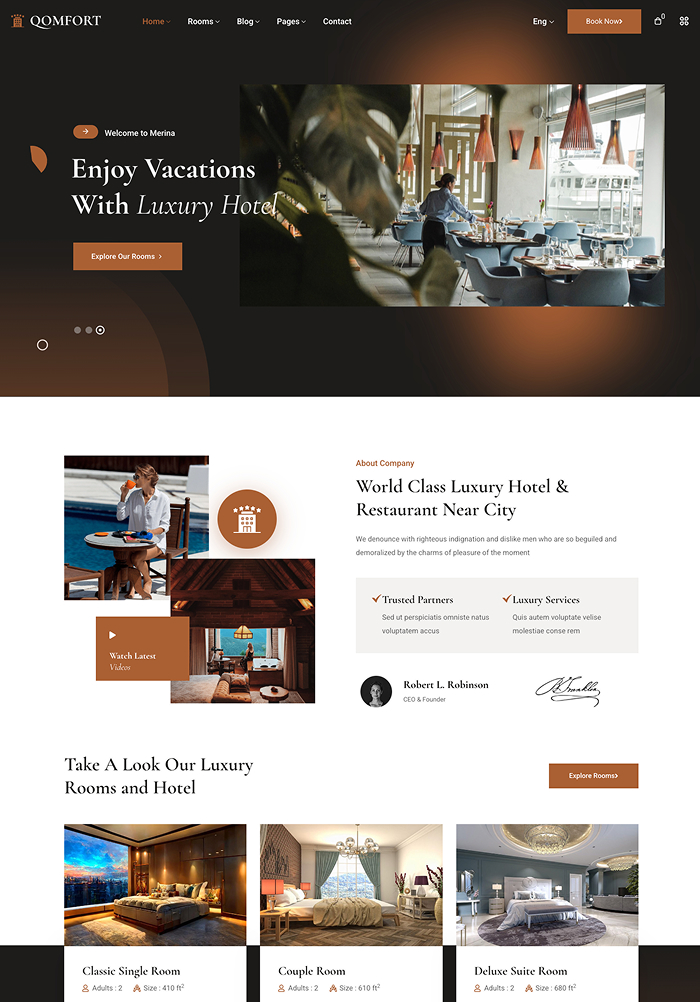 Hotel WordPress Theme - Qomfort