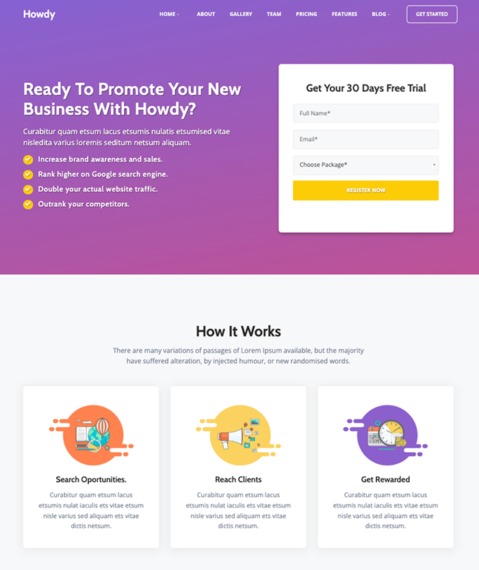 App Landing Page WordPress Theme - Howdy