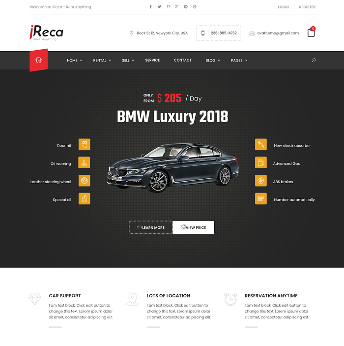 Car Rental WordPress Theme - Ireca