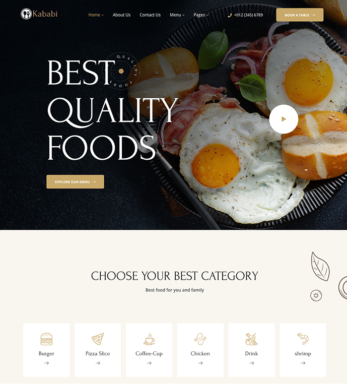 Restaurant WordPress Theme - Kababi