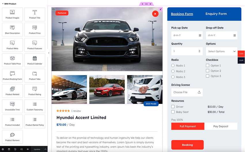 product template builder with elementor - remons theme