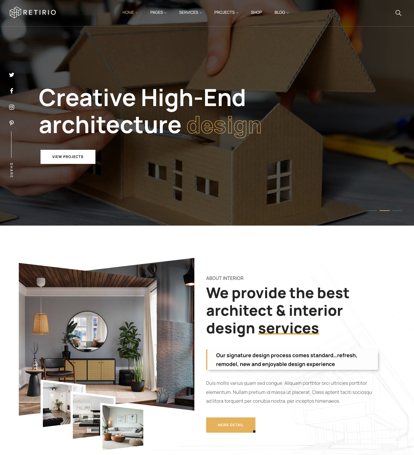 Interior & Architect WordPress Theme- Retirio