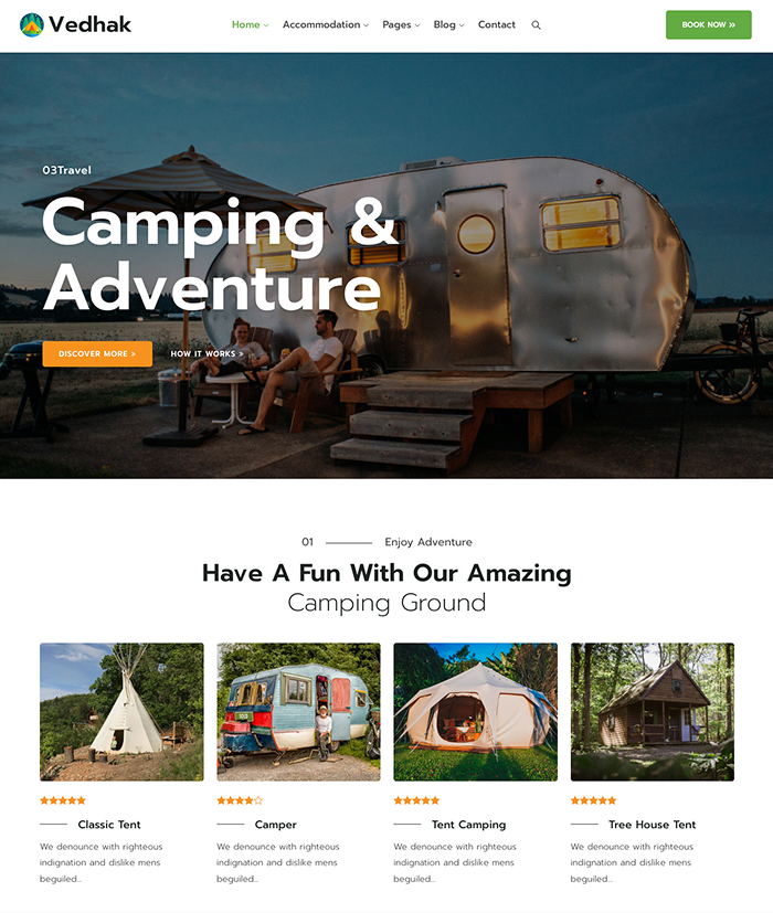 Adventure & Camping WordPress Theme - Vedhak