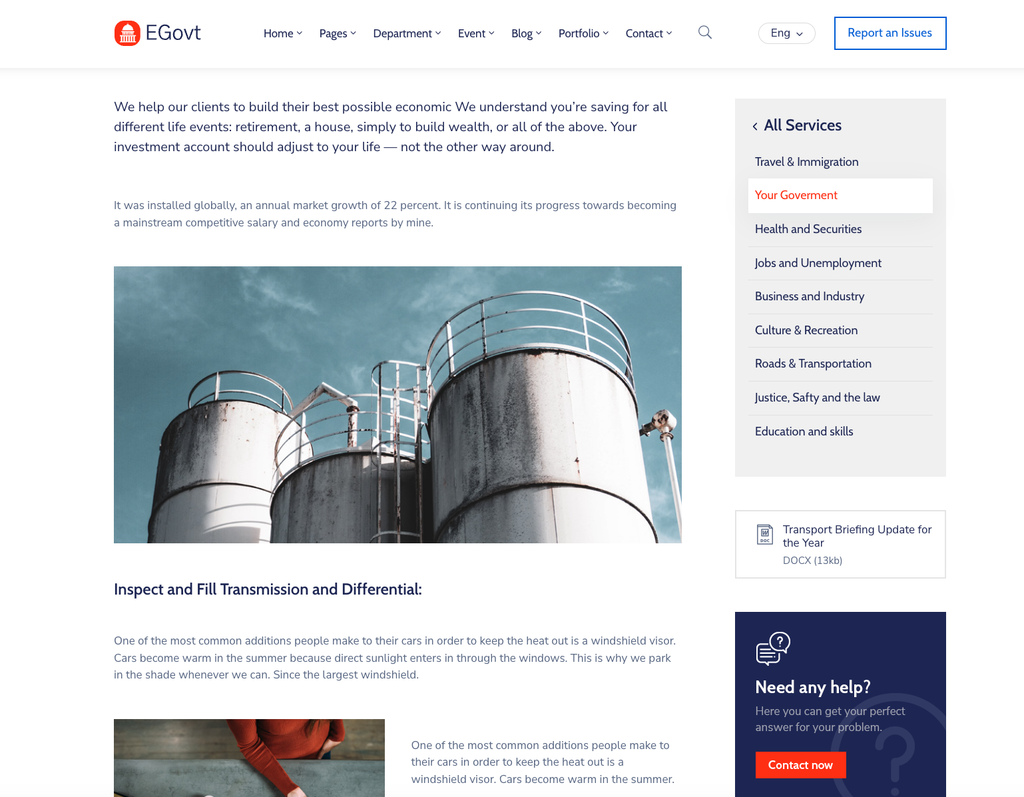 Service Detail page