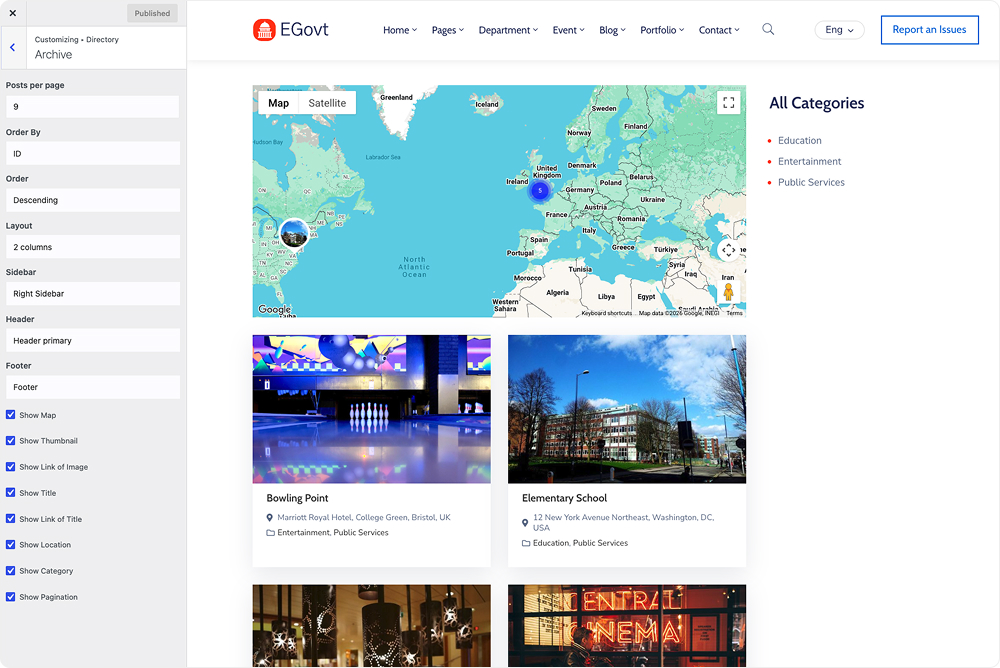 Directory archive in the Egovt theme