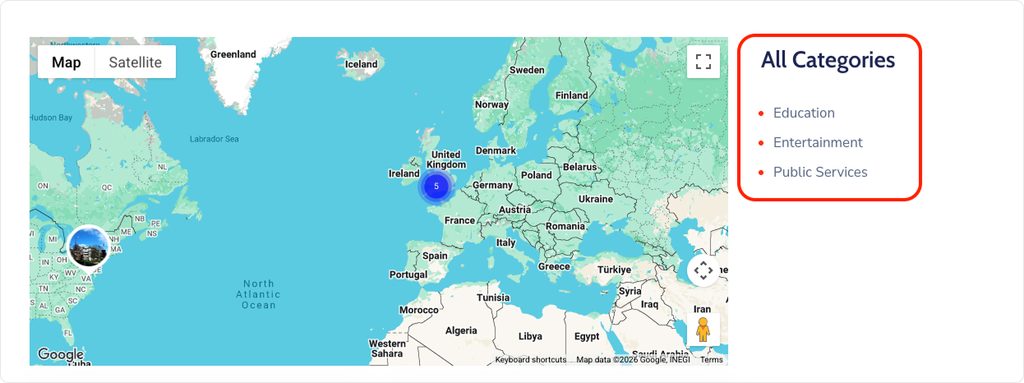 Elementor Directory category widget in the Egovt theme
