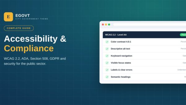 Accessibility and compliance overview for a government website — WCAG, ADA, Section 508 and GDPR