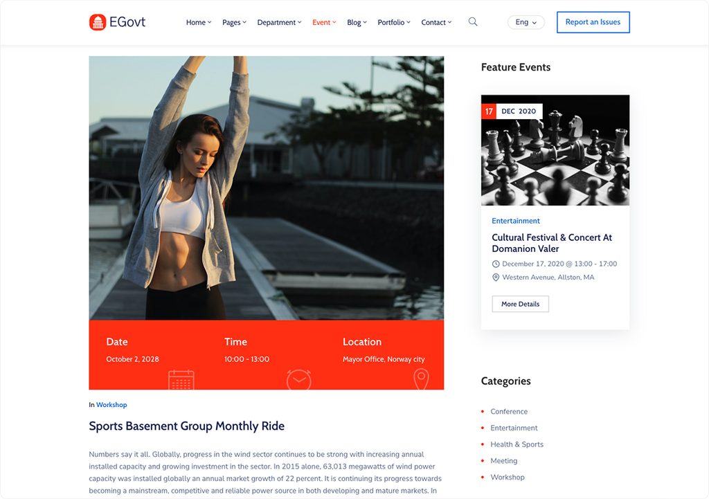 Event Detail page